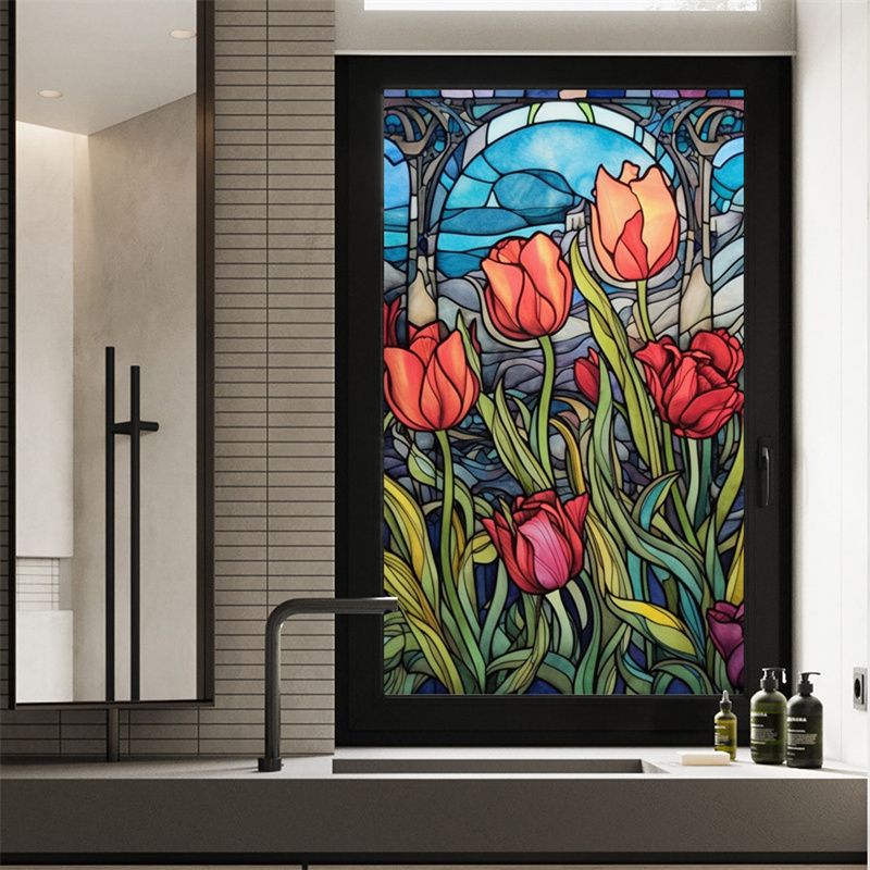 Stained Glass Frosted Film static Cling Film bathroom Glass Window Decals For Windows Film