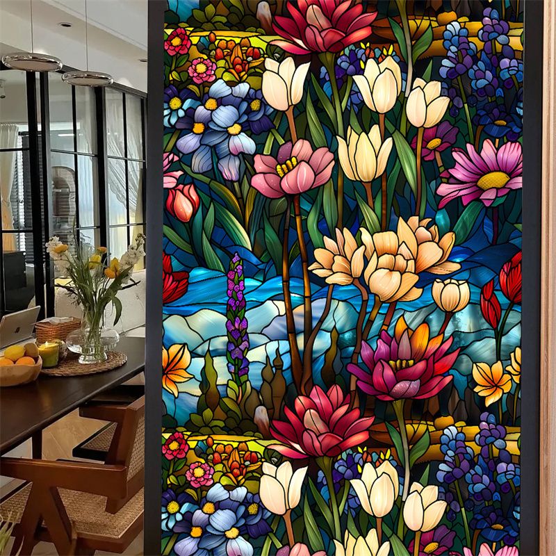 Stained Glass Frosted Film static Cling Film bathroom Glass Window Decals For Windows Film