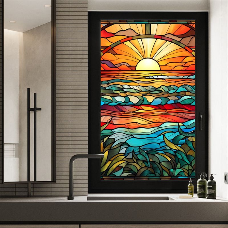 Stained Glass Frosted Film static Cling Film bathroom Glass Window Decals For Windows Film