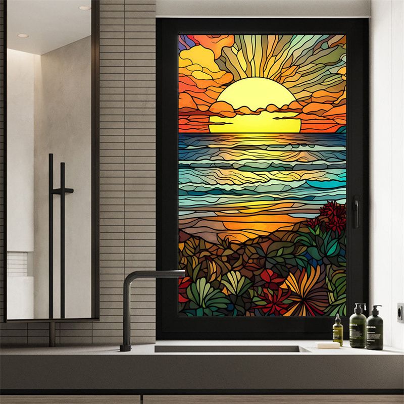 Stained Glass Frosted Film static Cling Film bathroom Glass Window Decals For Windows Film