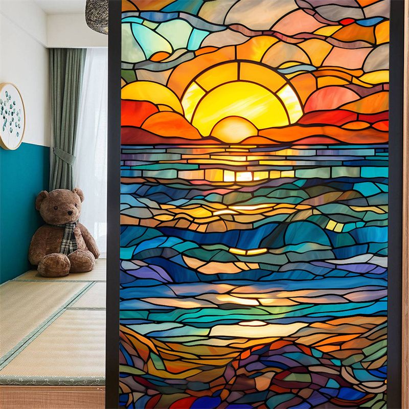 Stained Glass Frosted Film static Cling Film bathroom Glass Window Decals For Windows Film
