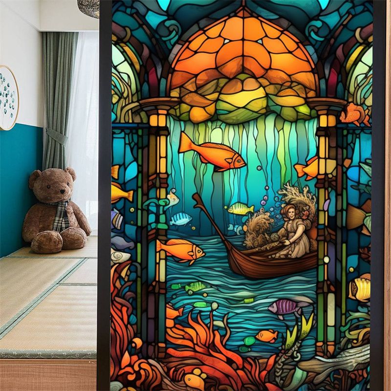 Stained Glass Frosted Film static Cling Film bathroom Glass Window Decals For Windows Film