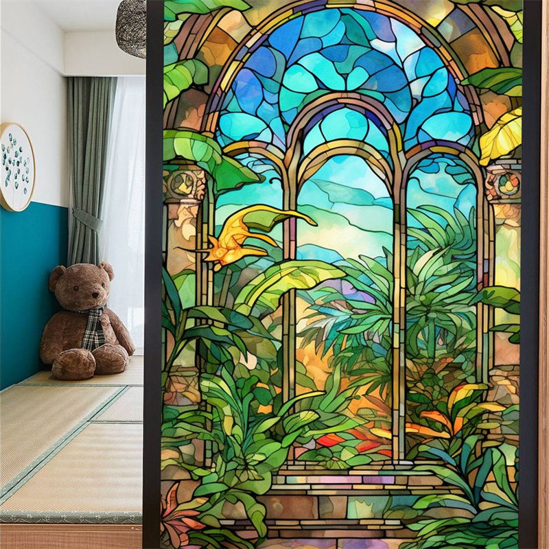 Stained Glass Frosted Film static Cling Film bathroom Glass Window Decals For Windows Film