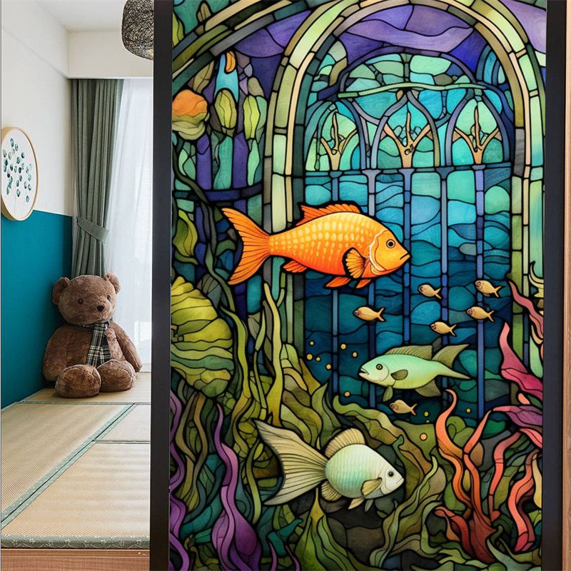 Stained Glass Frosted Film static Cling Film bathroom Glass Window Decals For Windows Film