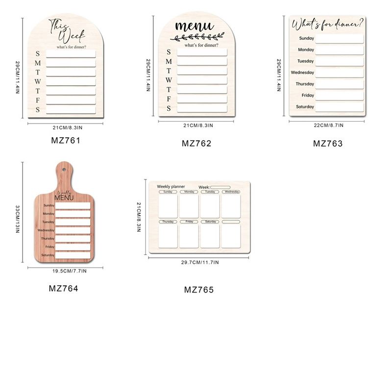 1 set Magnetic Menu Dry Erase Fridge  Note Board Wooden Meal Sheet Board Magnetic Fridge Magnets