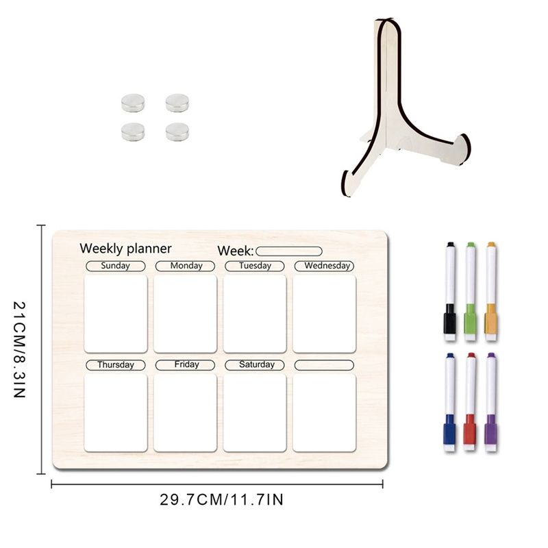 1 set Magnetic Menu Dry Erase Fridge  Note Board Wooden Meal Sheet Board Magnetic Fridge Magnets