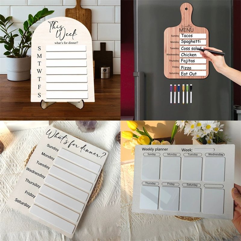 1 set Magnetic Menu Dry Erase Fridge  Note Board Wooden Meal Sheet Board Magnetic Fridge Magnets