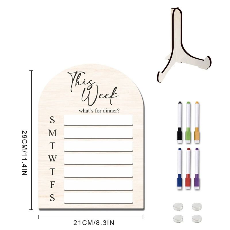 1 set Magnetic Menu Dry Erase Fridge  Note Board Wooden Meal Sheet Board Magnetic Fridge Magnets