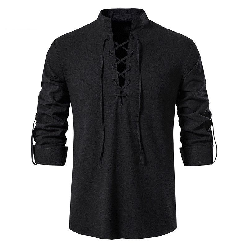 Men's Shirts Casual Men Cotton Linen Long Sleeve T-shirt Spring Autumn Vintage Shirt
