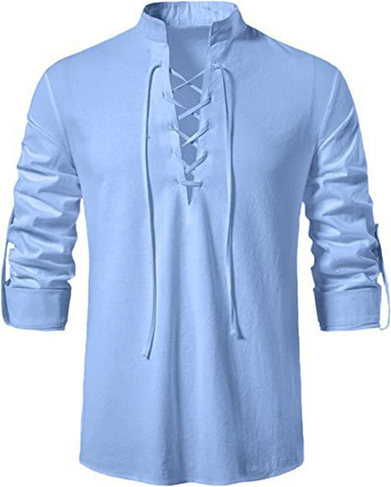Men's Shirts Casual Men Cotton Linen Long Sleeve T-shirt Spring Autumn Vintage Shirt