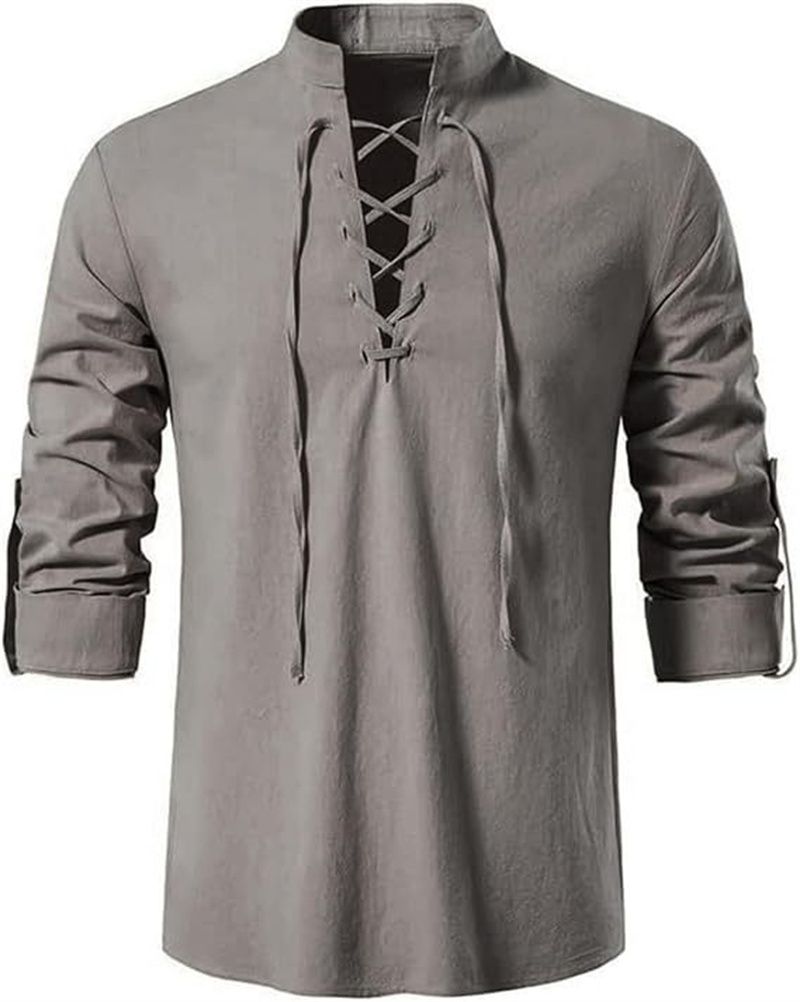 Men's Shirts Casual Men Cotton Linen Long Sleeve T-shirt Spring Autumn Vintage Shirt