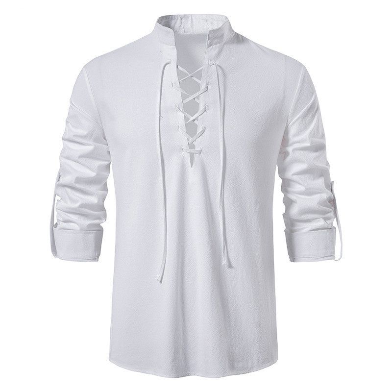 Men's Shirts Casual Men Cotton Linen Long Sleeve T-shirt Spring Autumn Vintage Shirt