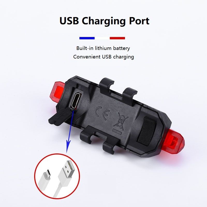 USB Rechargeable Waterproof Mountain Bike Lamp Warning Cycling Taillight Bike LED Headlight Tail Light For Electric Scooter