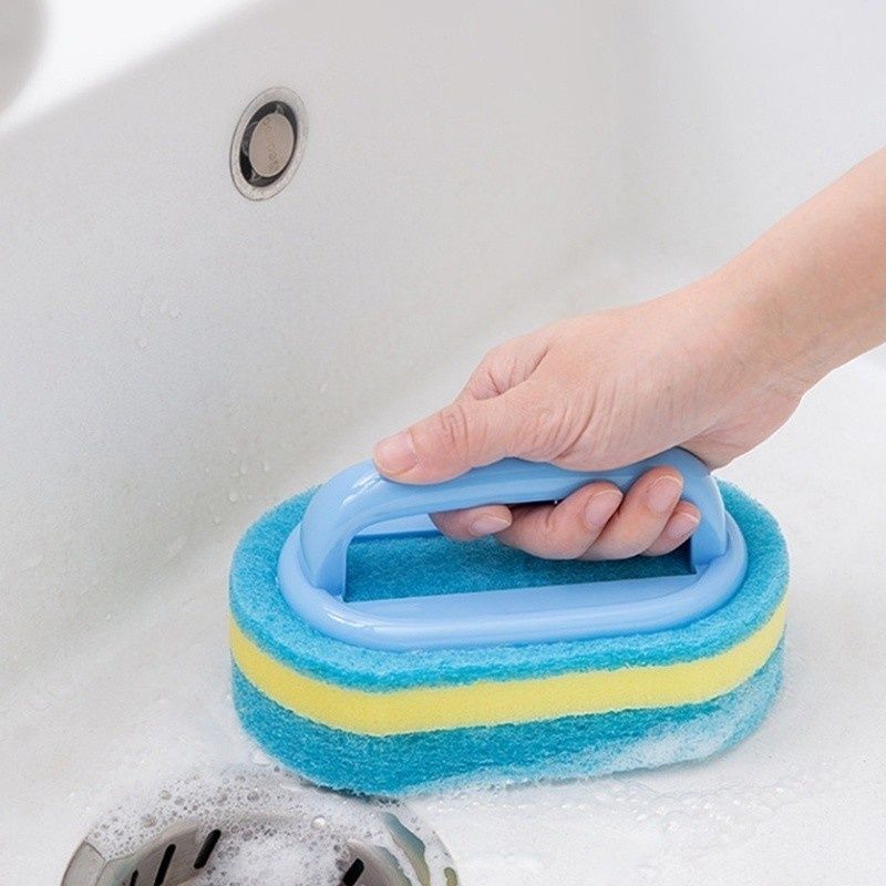 Household Cleaning Brush With Handle Dish Soap Bathroom Kitchen Tub Thicken Scrubbing Sponge Wipe Durable Tools Accessories