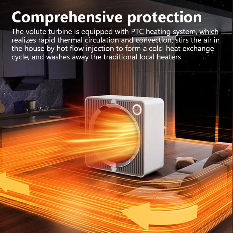 Electric Heater 500W Energy Efficient Space Heaters for Indoor PTC Ceramic Fast Heating Home Desk Fan Heater Hot Air Blower