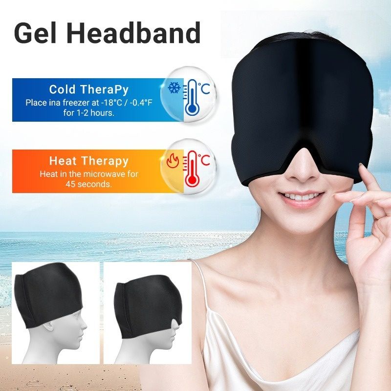 Ice Compress Hood Relieve Migraine Pressure Stretchable Cold Compress Hood Apply Head Physiotherapy Eye Mask