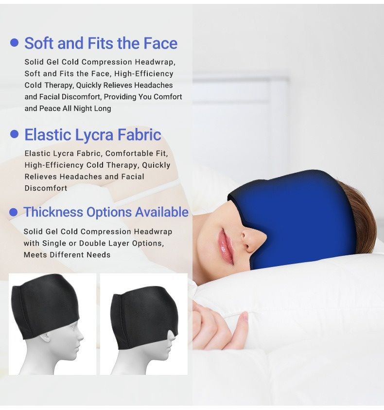 Ice Compress Hood Relieve Migraine Pressure Stretchable Cold Compress Hood Apply Head Physiotherapy Eye Mask