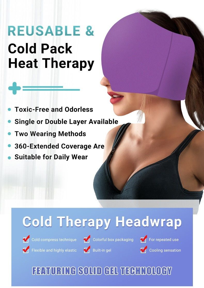Ice Compress Hood Relieve Migraine Pressure Stretchable Cold Compress Hood Apply Head Physiotherapy Eye Mask