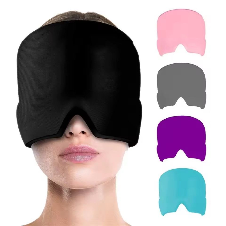 Ice Compress Hood Relieve Migraine Pressure Stretchable Cold Compress Hood Apply Head Physiotherapy Eye Mask