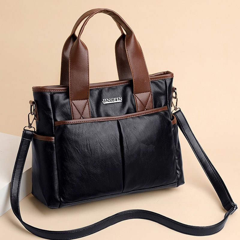 Women's Faux Leather Handbag, Large Capacity Document Bag With Detachable Shoulder Strap, Women's Crossbody Bag