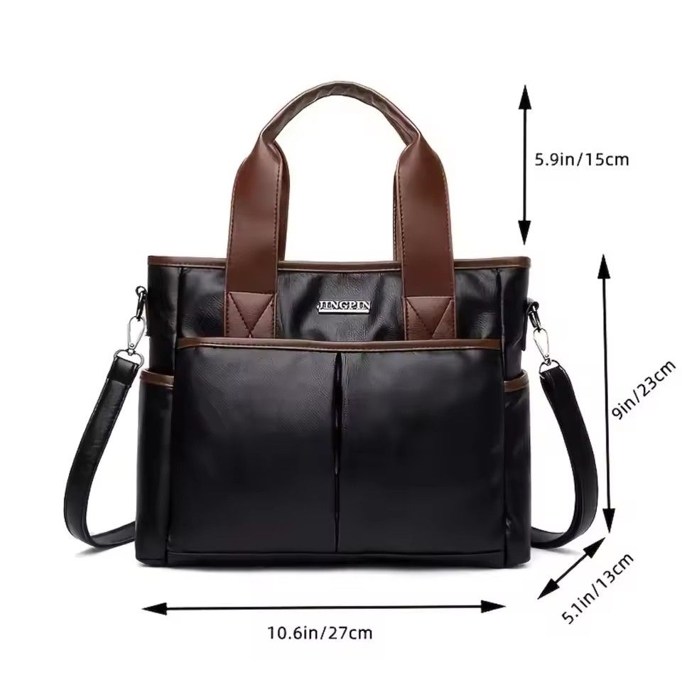 Women's Faux Leather Handbag, Large Capacity Document Bag With Detachable Shoulder Strap, Women's Crossbody Bag