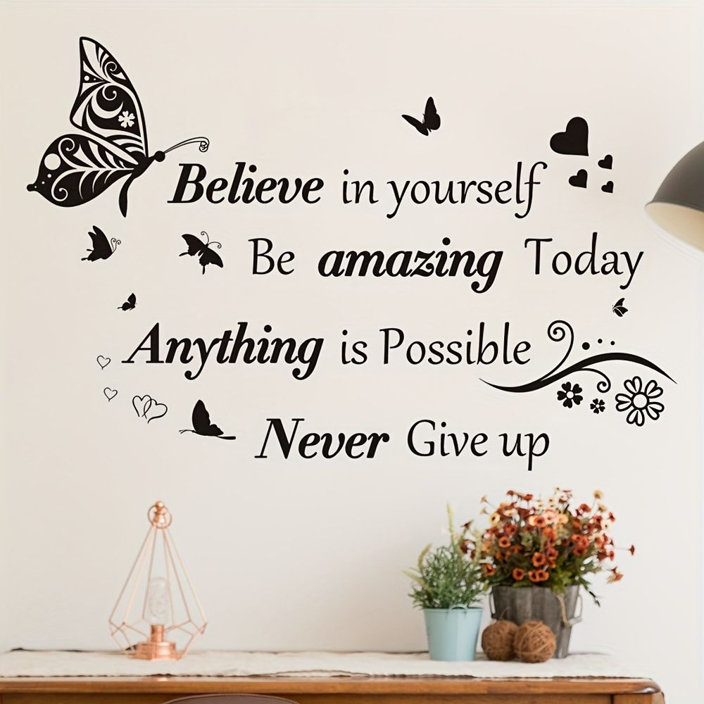 Inspirational Quotes Wall Stickers Letter Wall Art Stickers Positive Word Decor for Bedroom Living Room