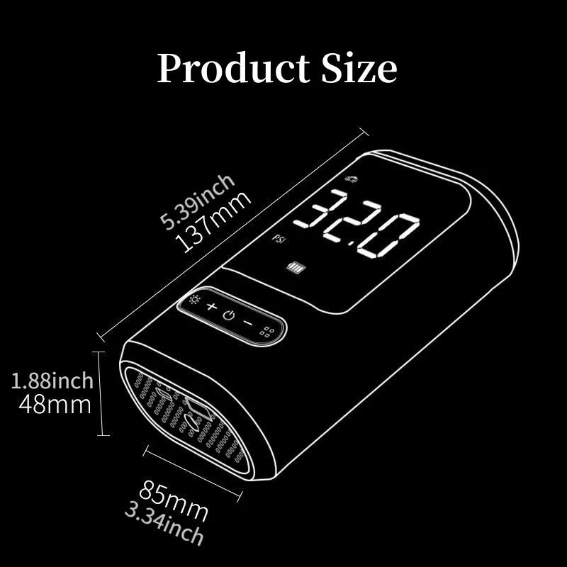 Tire Inflator Portable Air Compressor 150PSI Air Pump for Car Tires Emergency LED Light for Car Motorcycle Bike Ball