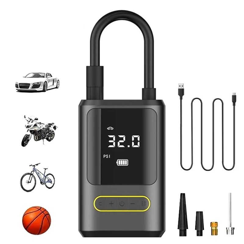 Tire Inflator Portable Air Compressor 150PSI Air Pump for Car Tires Emergency LED Light for Car Motorcycle Bike Ball