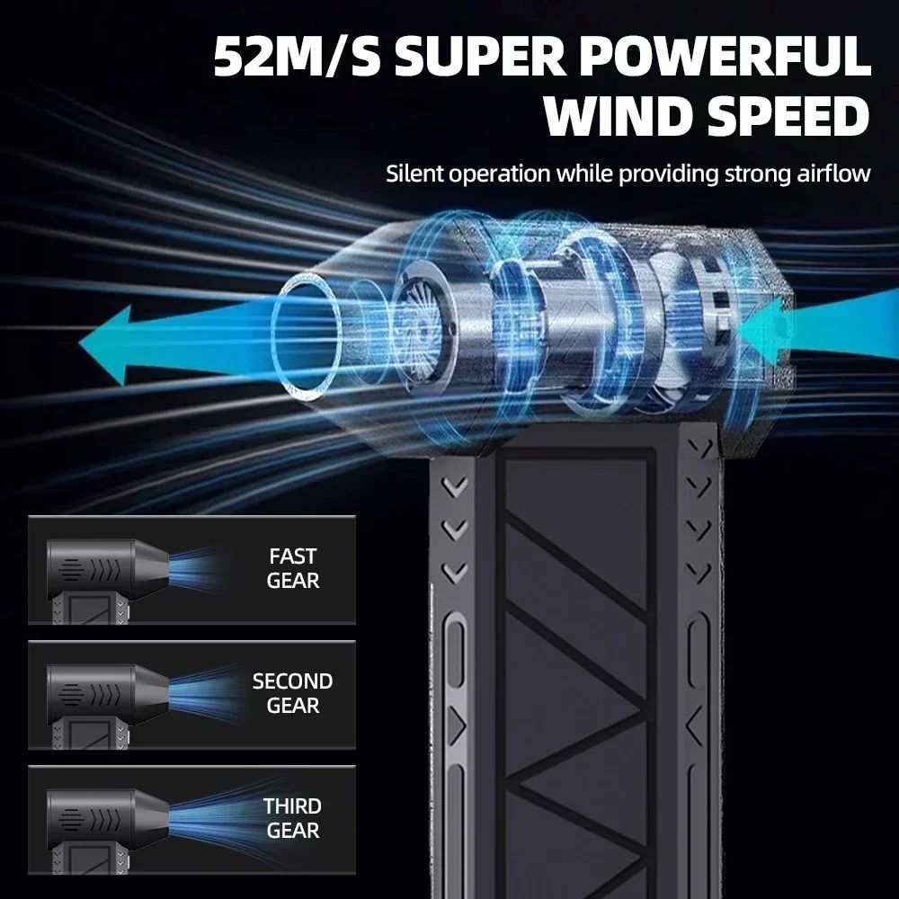 130000RPM Electric Dust Blower USB Charging Mini Turbo Violent Fan Brushless Motor Handheld Air Blower for Home Outdoor Car