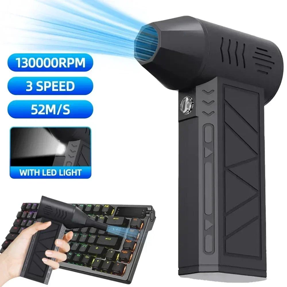 130000RPM Electric Dust Blower USB Charging Mini Turbo Violent Fan Brushless Motor Handheld Air Blower for Home Outdoor Car