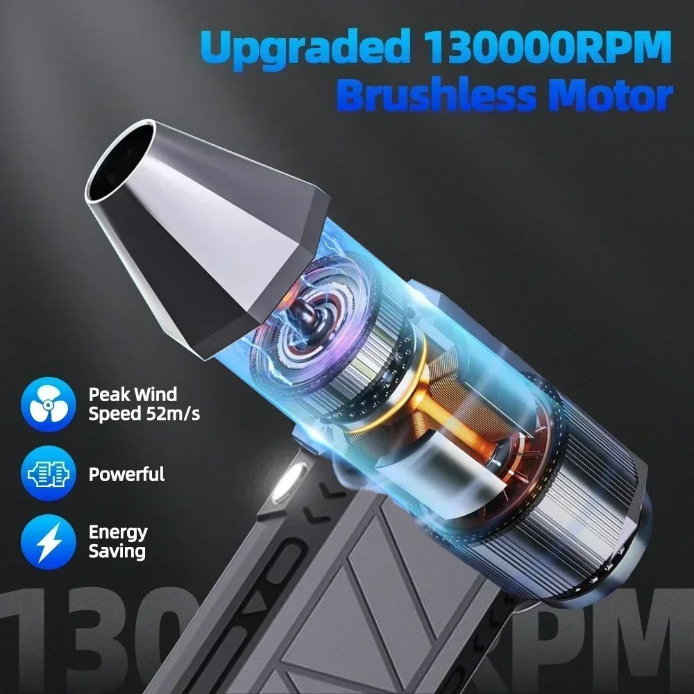 130000RPM Electric Dust Blower USB Charging Mini Turbo Violent Fan Brushless Motor Handheld Air Blower for Home Outdoor Car