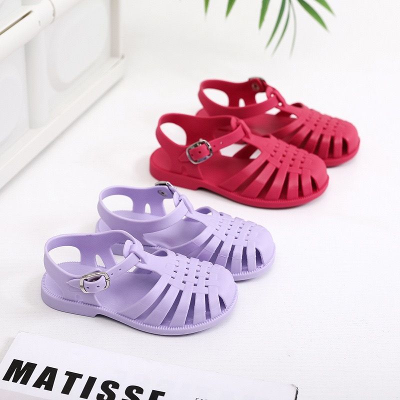 Summer Girls Boys Roman Sandals Kids Hollow Out Jellies PVC Outdoor Beach Children Baby Sandals Shoes Flat Soft Sole Antiskid