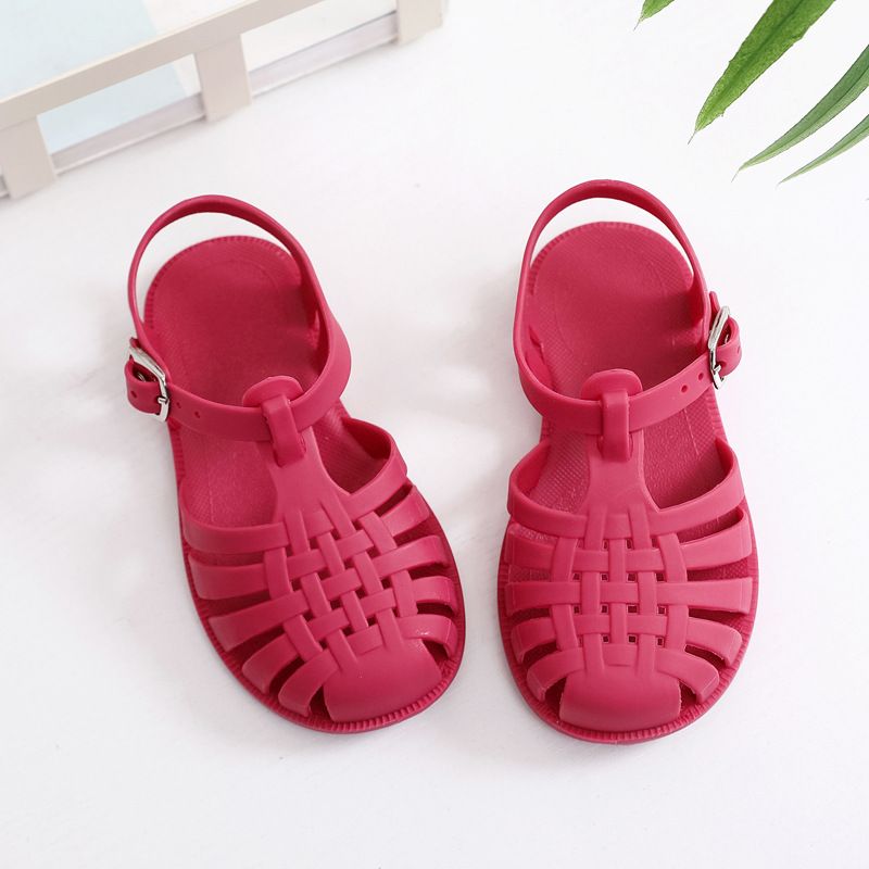Summer Girls Boys Roman Sandals Kids Hollow Out Jellies PVC Outdoor Beach Children Baby Sandals Shoes Flat Soft Sole Antiskid
