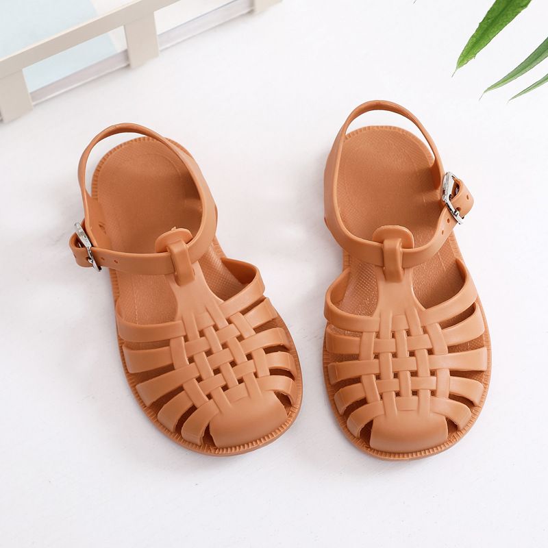 Summer Girls Boys Roman Sandals Kids Hollow Out Jellies PVC Outdoor Beach Children Baby Sandals Shoes Flat Soft Sole Antiskid