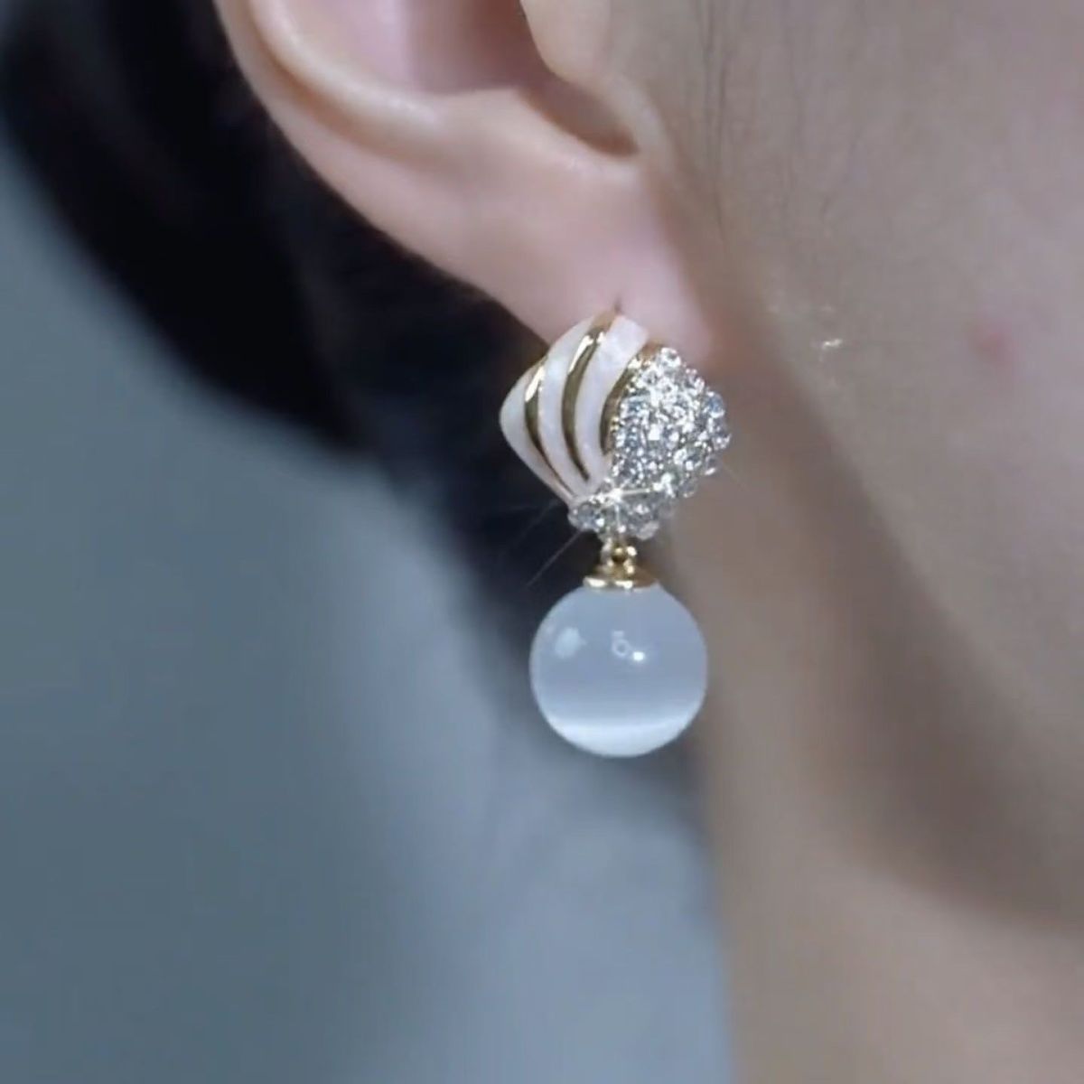 New Geometric Cat Eye Stone Round Women's Earrings Gift Jewelry Accessories