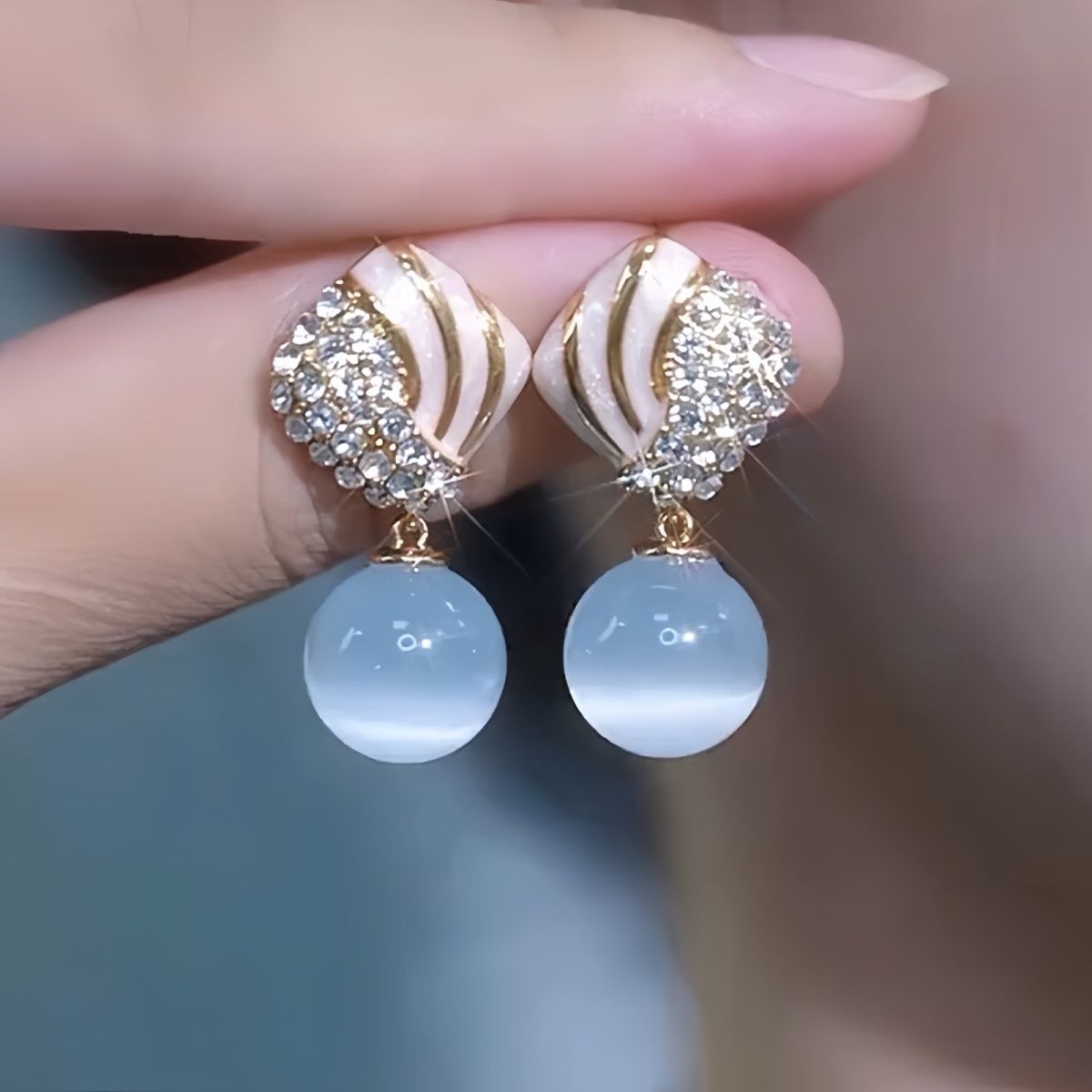 New Geometric Cat Eye Stone Round Women's Earrings Gift Jewelry Accessories