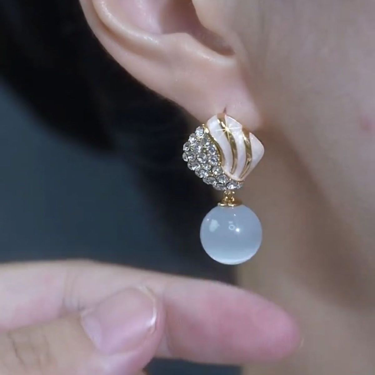 New Geometric Cat Eye Stone Round Women's Earrings Gift Jewelry Accessories