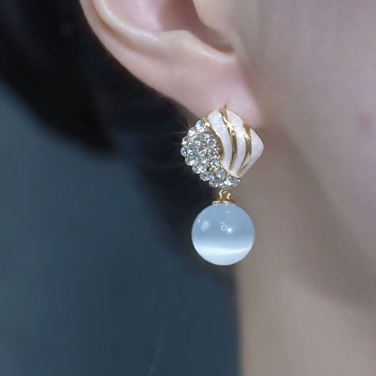 New Geometric Cat Eye Stone Round Women's Earrings Gift Jewelry Accessories