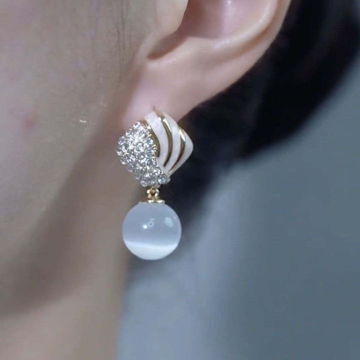New Geometric Cat Eye Stone Round Women's Earrings Gift Jewelry Accessories