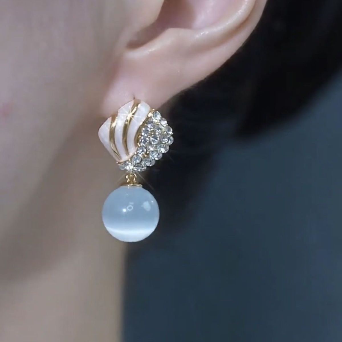 New Geometric Cat Eye Stone Round Women's Earrings Gift Jewelry Accessories