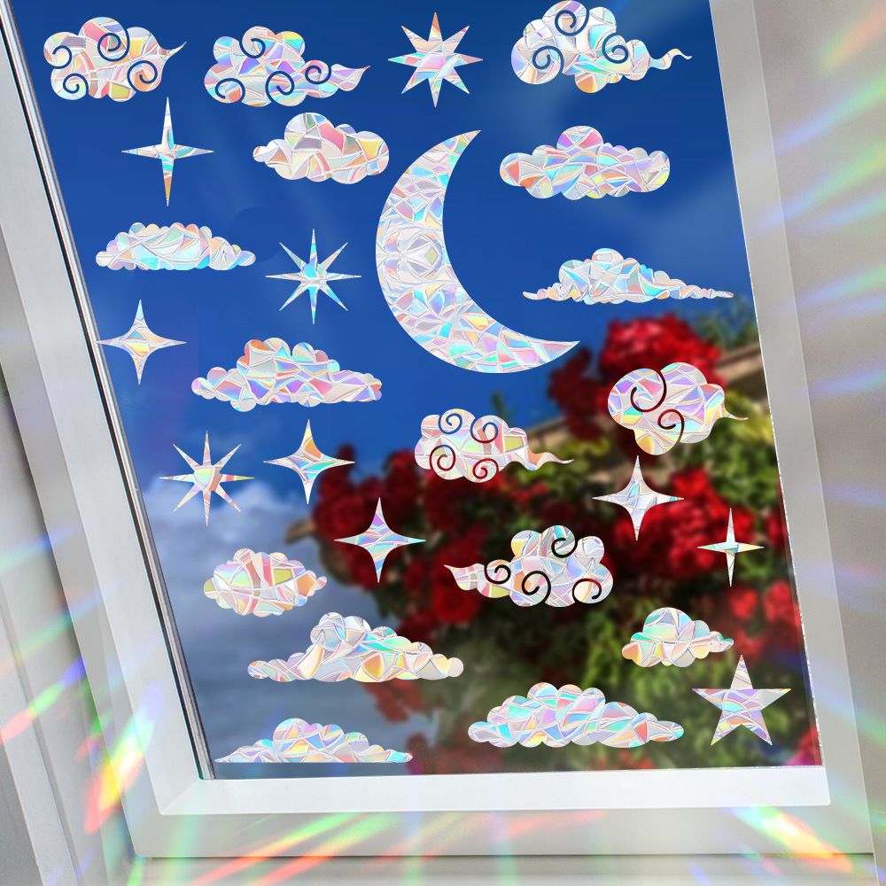 RPS865-871 Colorful Sun Catcher Rainbow Electrostatic Glass Sticker Anti Bird Collision Window Film