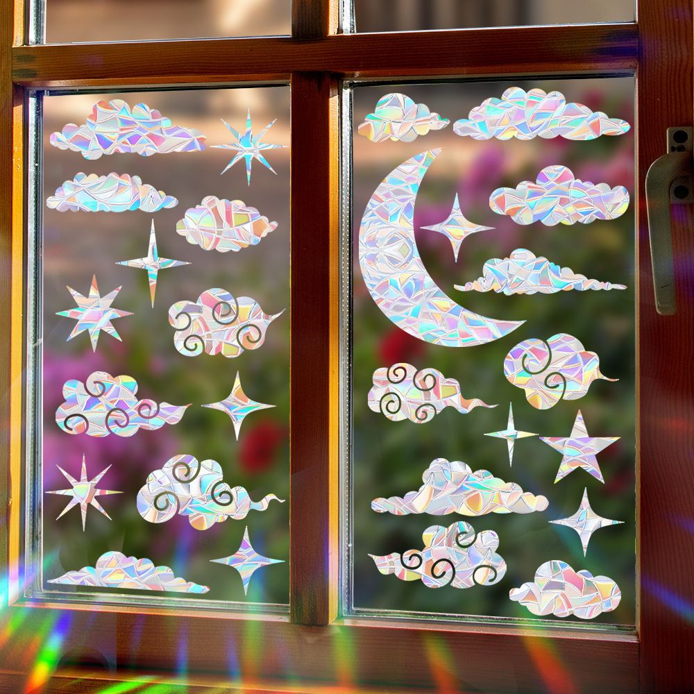 RPS865-871 Colorful Sun Catcher Rainbow Electrostatic Glass Sticker Anti Bird Collision Window Film