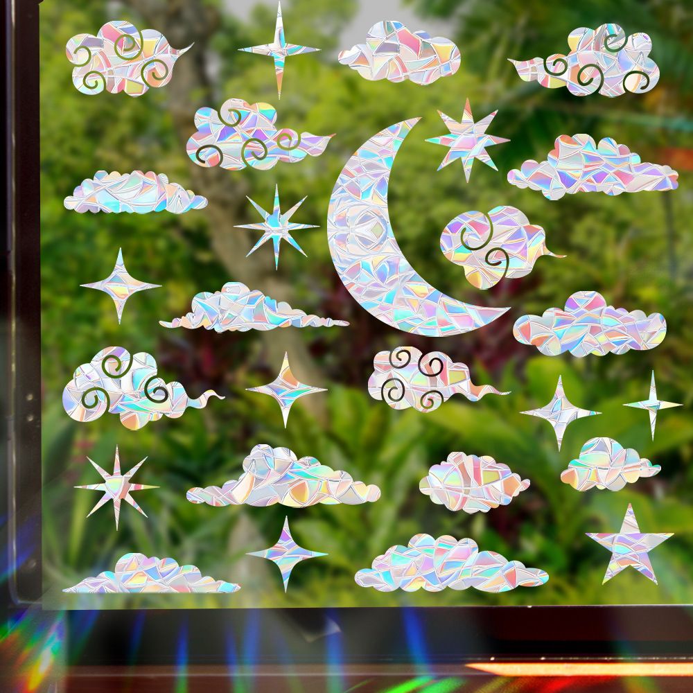 RPS865-871 Colorful Sun Catcher Rainbow Electrostatic Glass Sticker Anti Bird Collision Window Film