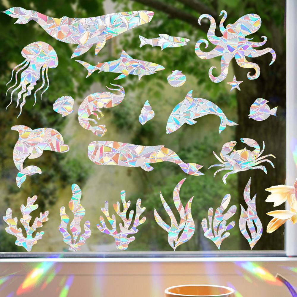 RPS865-871 Colorful Sun Catcher Rainbow Electrostatic Glass Sticker Anti Bird Collision Window Film