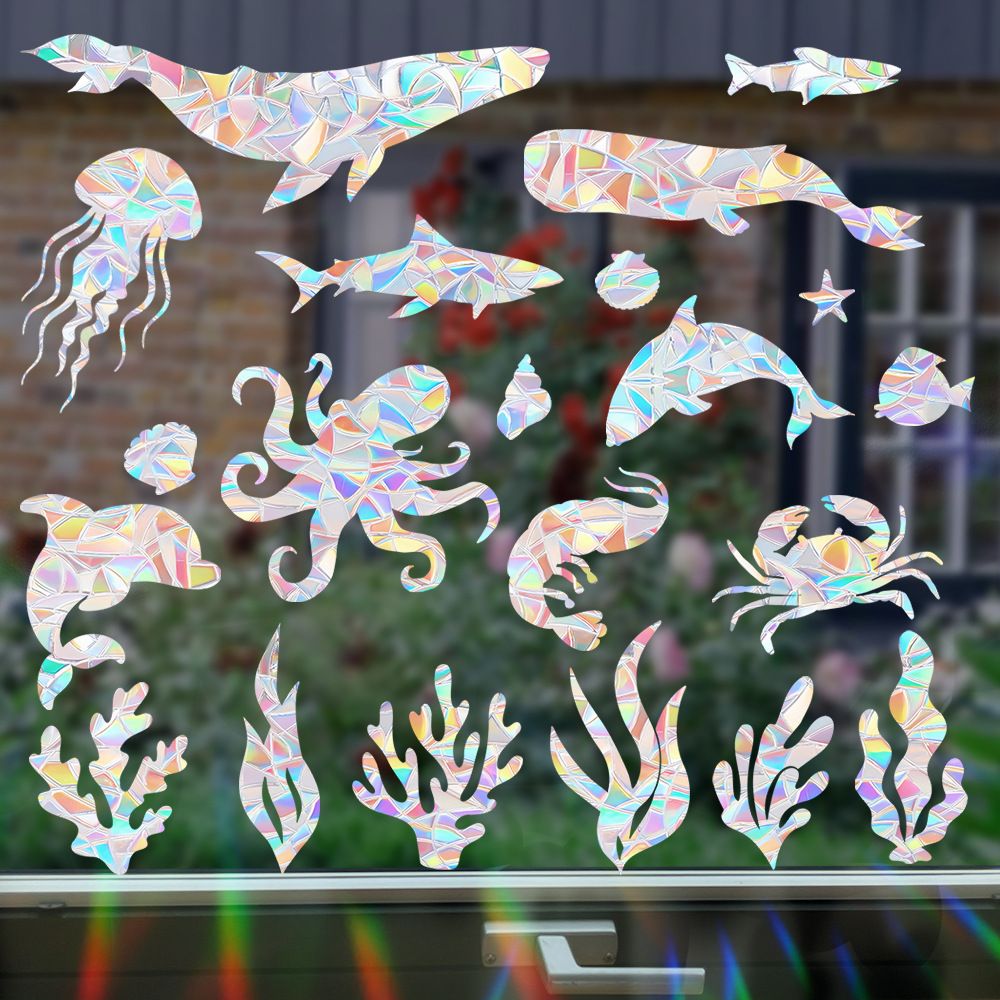 RPS865-871 Colorful Sun Catcher Rainbow Electrostatic Glass Sticker Anti Bird Collision Window Film