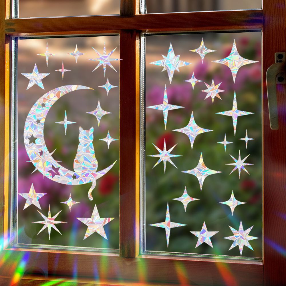 RPS865-871 Colorful Sun Catcher Rainbow Electrostatic Glass Sticker Anti Bird Collision Window Film