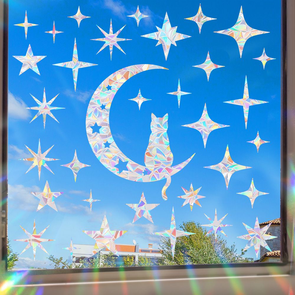 RPS865-871 Colorful Sun Catcher Rainbow Electrostatic Glass Sticker Anti Bird Collision Window Film