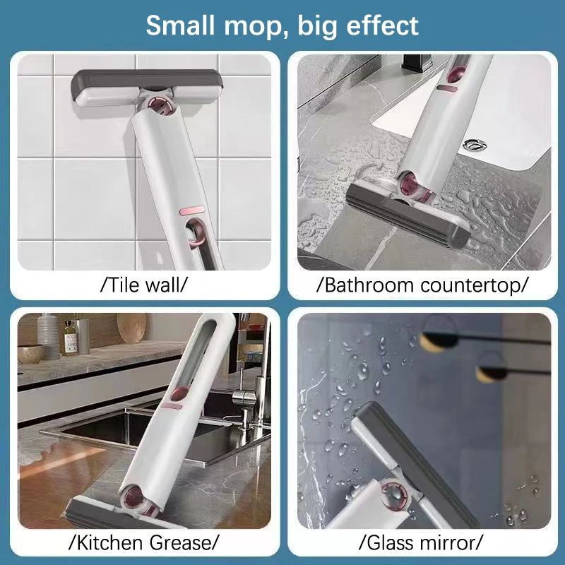 Mini Cleaning Mop Portable Self-Squeeze Window Mop Glass Screen Desk Wiper Cleaner Car Portable Wiper Outdoor Home Cleaning Tool