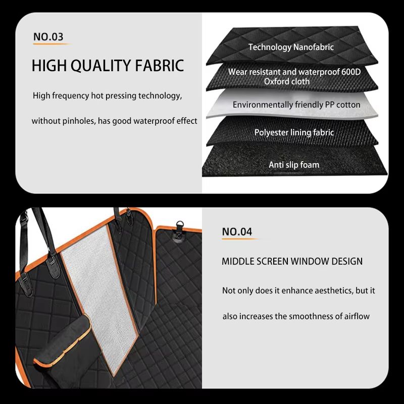 Dog Pet Car Seat Cover Car Rear Back Seat Protector Mat Waterproof Anti-fouling Nonslip Zipper On Both Sides Dogs Safety Mat