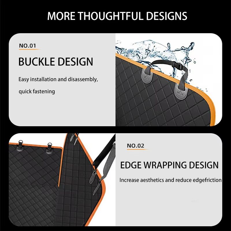 Dog Pet Car Seat Cover Car Rear Back Seat Protector Mat Waterproof Anti-fouling Nonslip Zipper On Both Sides Dogs Safety Mat